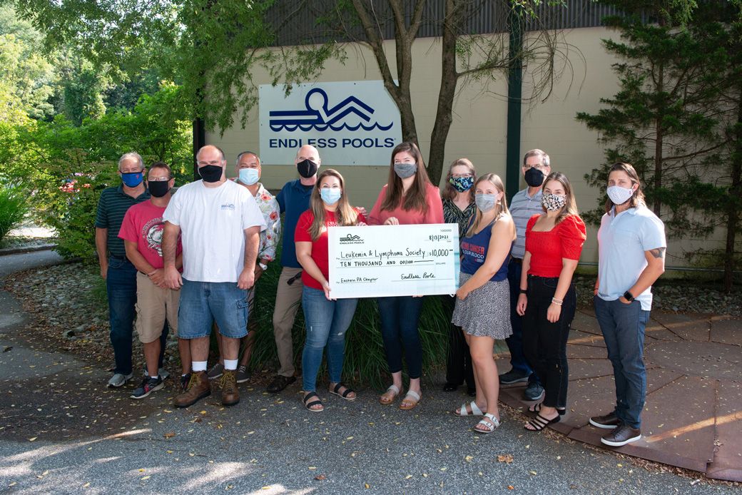 picture of check ceremony for Endless Pools' donation to the Leukemia & Lymphoma Society